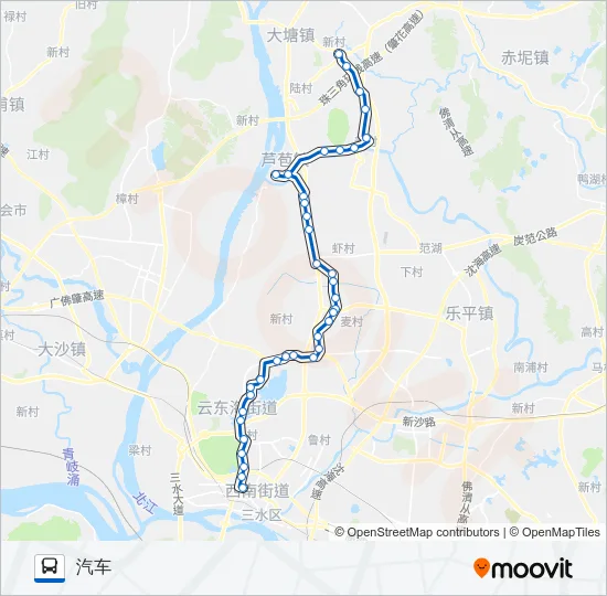 614B路独树岗班车 Bus Line Map