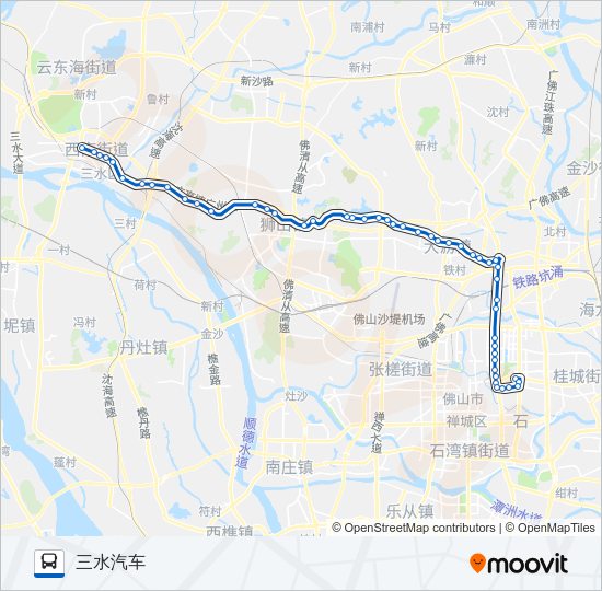 公交佛山城巴南海-三水路的线路图