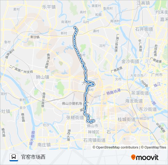 公交佛山城巴禅城-官窑路的线路图