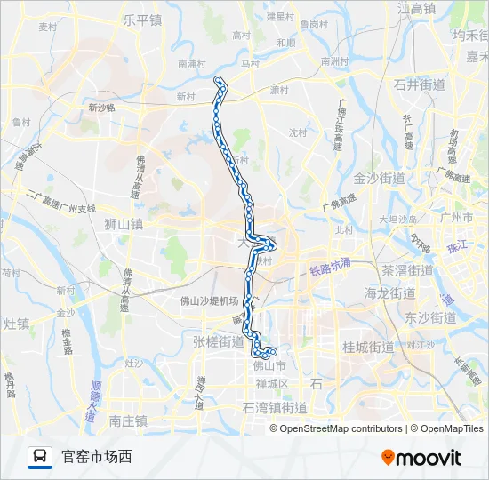 佛山城巴禅城-官窑线 Bus Line Map