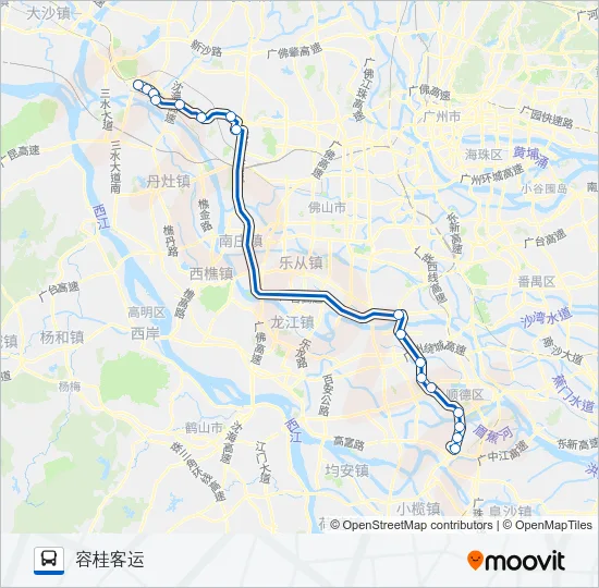 公交佛山城巴三水-顺德容桂路的线路图