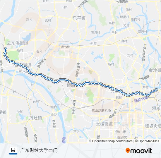 公交佛山城巴广佛口-三水线路的线路图