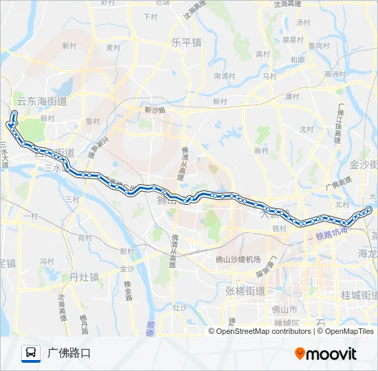 公交佛山城巴广佛口-三水线路的线路图