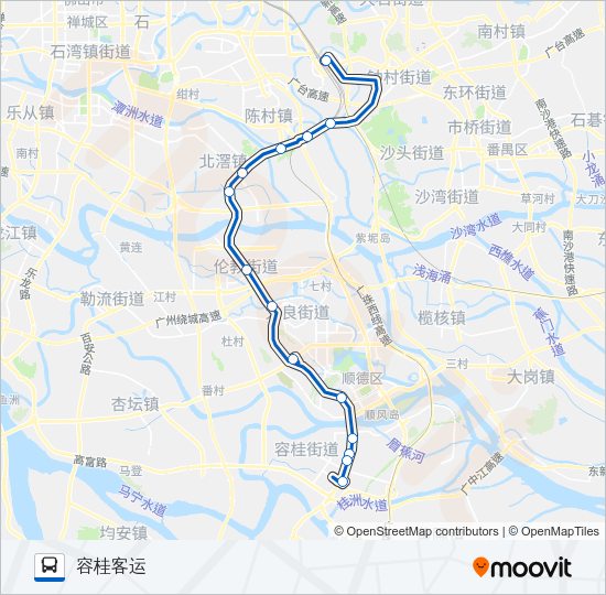 公交广佛城巴广州南站-容桂路的线路图