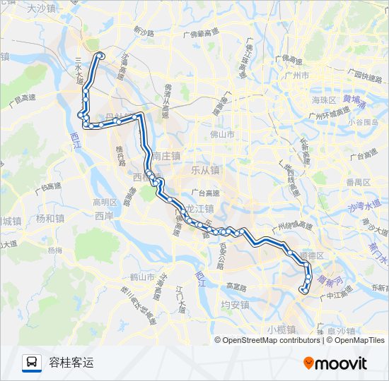 佛山城巴三水-顺德容桂B线 Bus Line Map