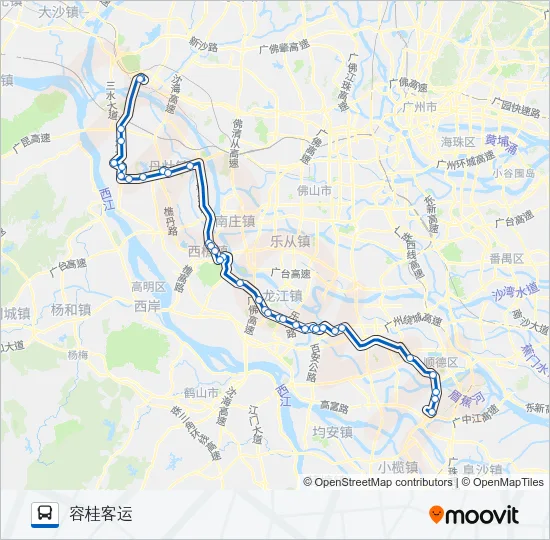 公交佛山城巴三水-顺德容桂B路的线路图