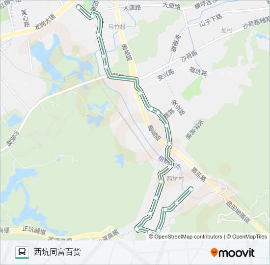 公交930西坑路的线路图