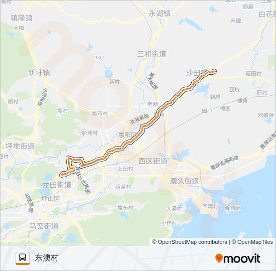 公交深惠168A路的线路图