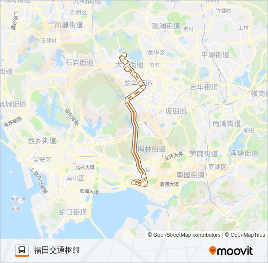 公交高峰快70路的线路图