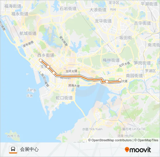 公交高快巴士8号路的线路图