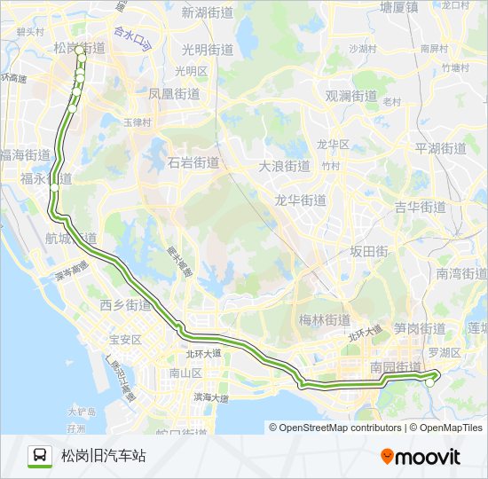 公交K538松岗路的线路图