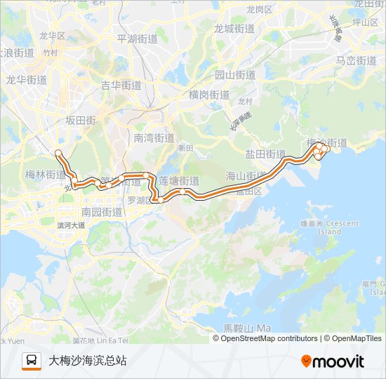 公交东部假日专2路的线路图