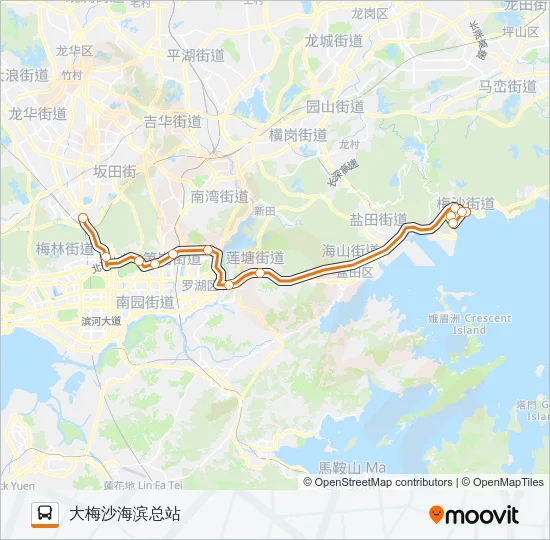 公交东部假日专2路的线路图