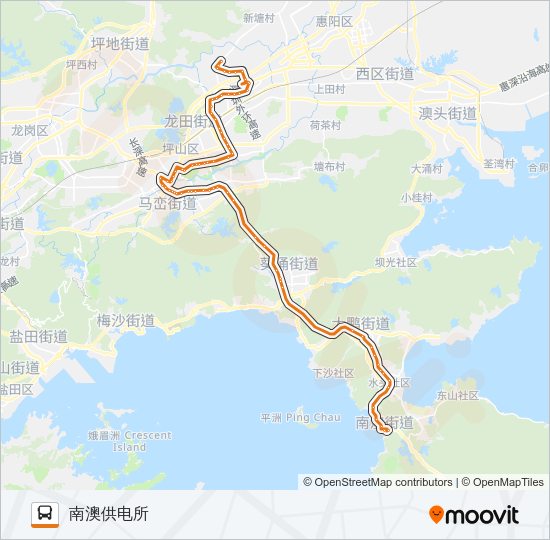 公交深惠3海滨支路的线路图