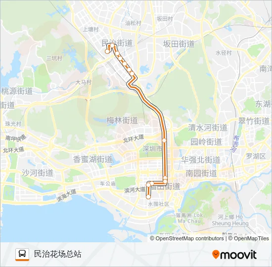 公交高峰专14号路的线路图