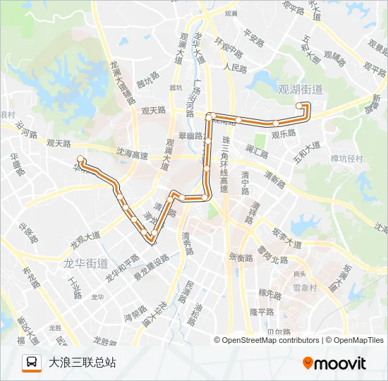 公交高峰专51号路的线路图