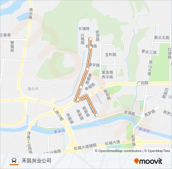 公交高峰专55号路的线路图