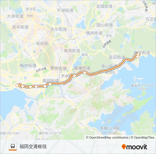 公交高峰专58号路的线路图
