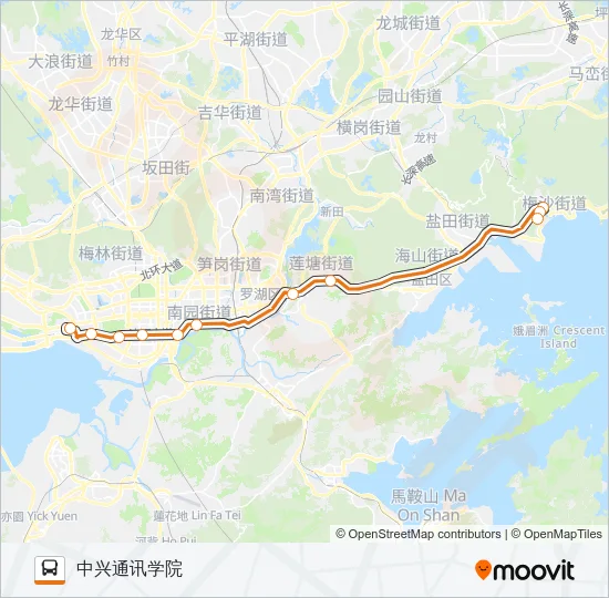 公交高峰专58号路的线路图