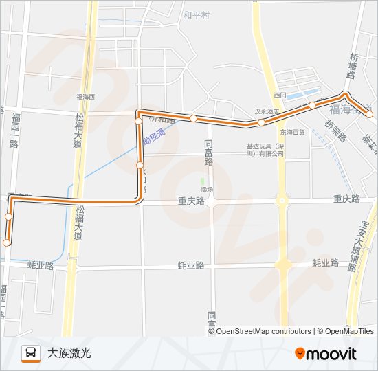 公交高峰专65号路的线路图