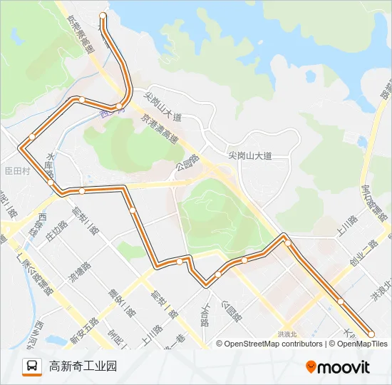 公交高峰专66号路的线路图