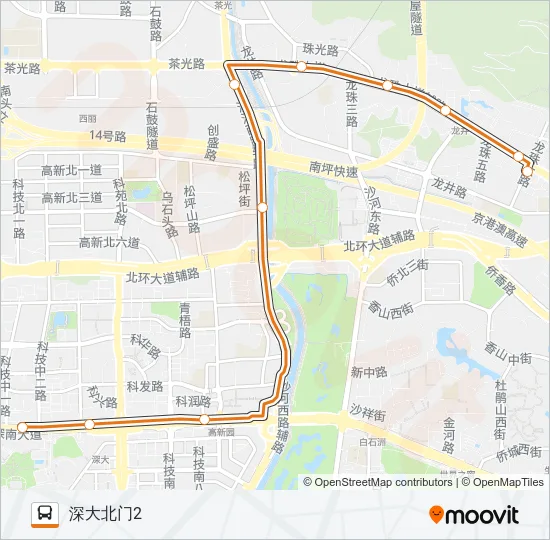 公交高峰专69号路的线路图
