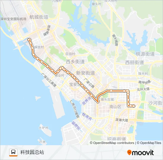 公交高峰专72号路的线路图