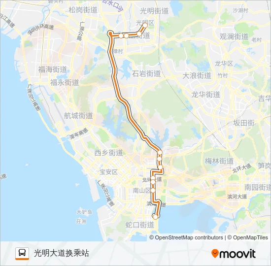 公交高峰专75号路的线路图