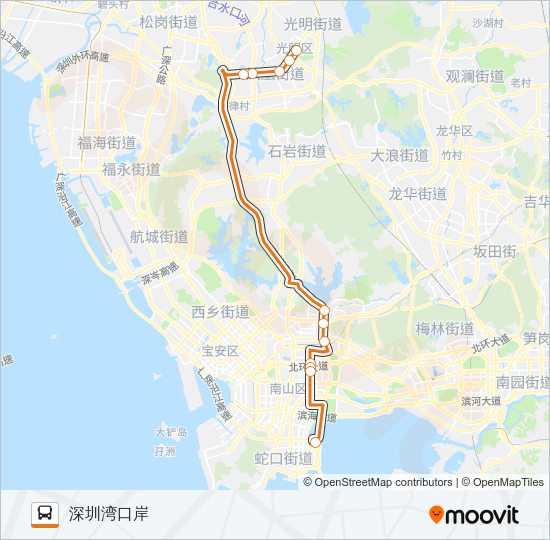 公交高峰专75号路的线路图