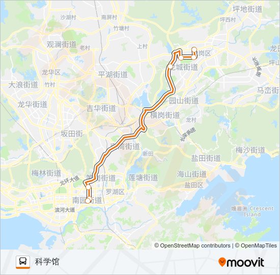 公交高峰专77号路的线路图