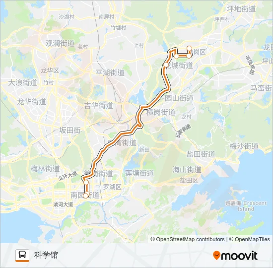 公交高峰专77号路的线路图