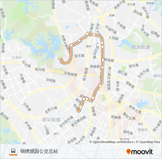 公交高峰专80号路的线路图