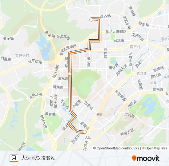 公交高峰专90号路的线路图