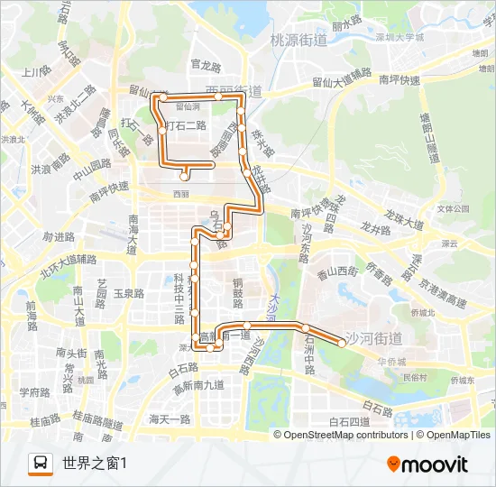 公交高峰专93号路的线路图