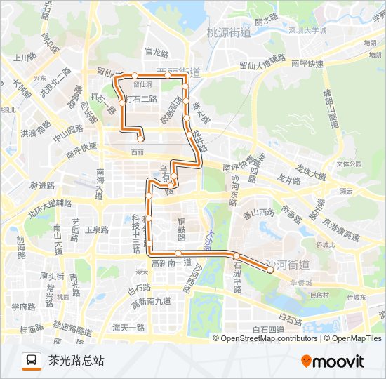 公交高峰专93号路的线路图
