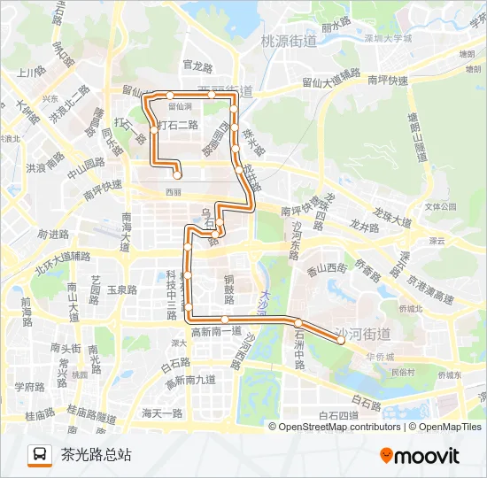 公交高峰专93号路的线路图