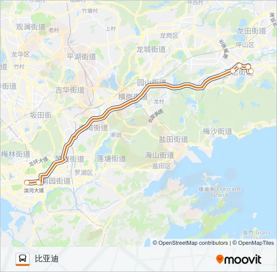 公交高快巴士14号路的线路图