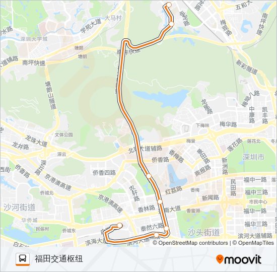 公交高快巴士16号路的线路图