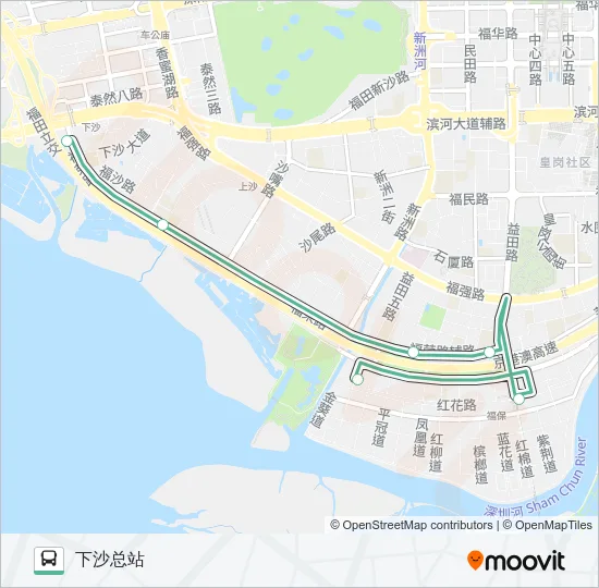 公交福田保税区专1路的线路图