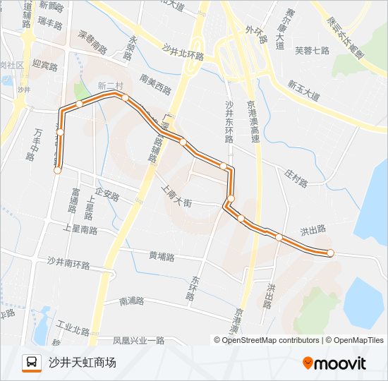 公交高峰专100号路的线路图