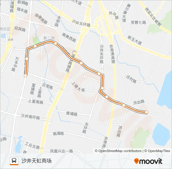 高峰专线100号 Bus Line Map