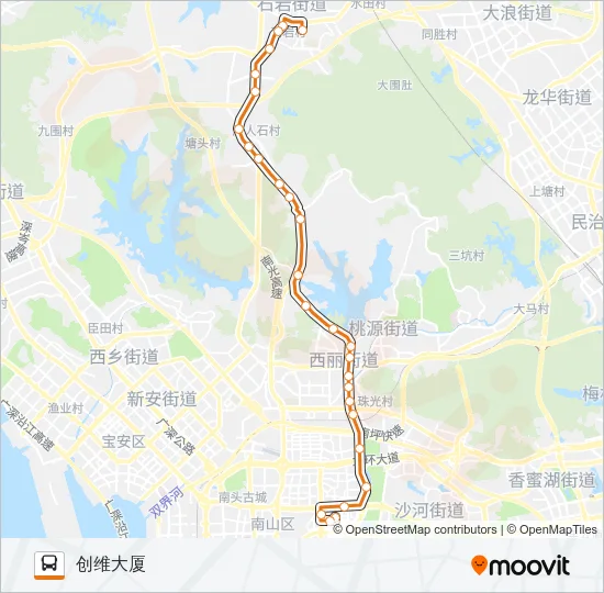 公交高峰专104号路的线路图