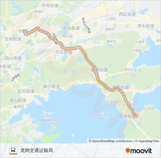 大鹏新区假日专线1 Bus Line Map