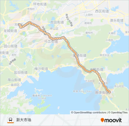 大鹏新区假日专线1 Bus Line Map