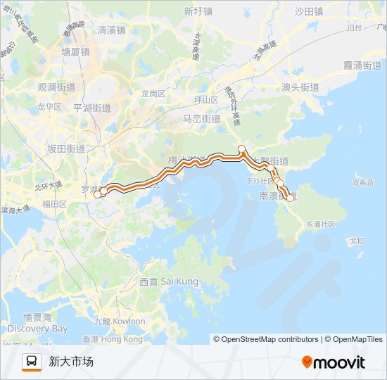 公交大鹏新区假日专2路的线路图