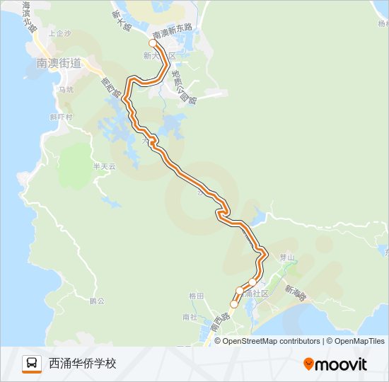 大鹏新区假日专线4 Bus Line Map