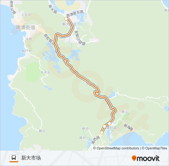 大鹏新区假日专线4 Bus Line Map