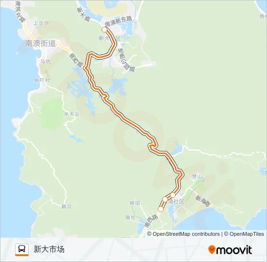 大鹏新区假日专线4 Bus Line Map