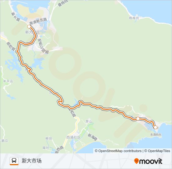 公交大鹏新区假日专5路的线路图