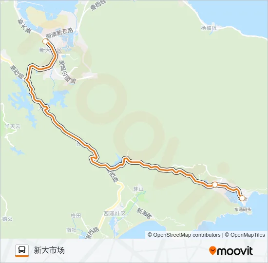 大鹏新区假日专线5 Bus Line Map
